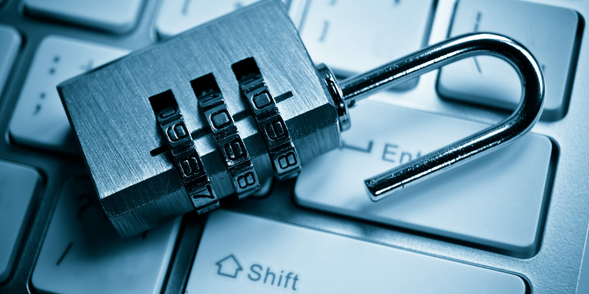 Metal,Security,Lock,With,Password,On,Computer,Keyboard,-,Security